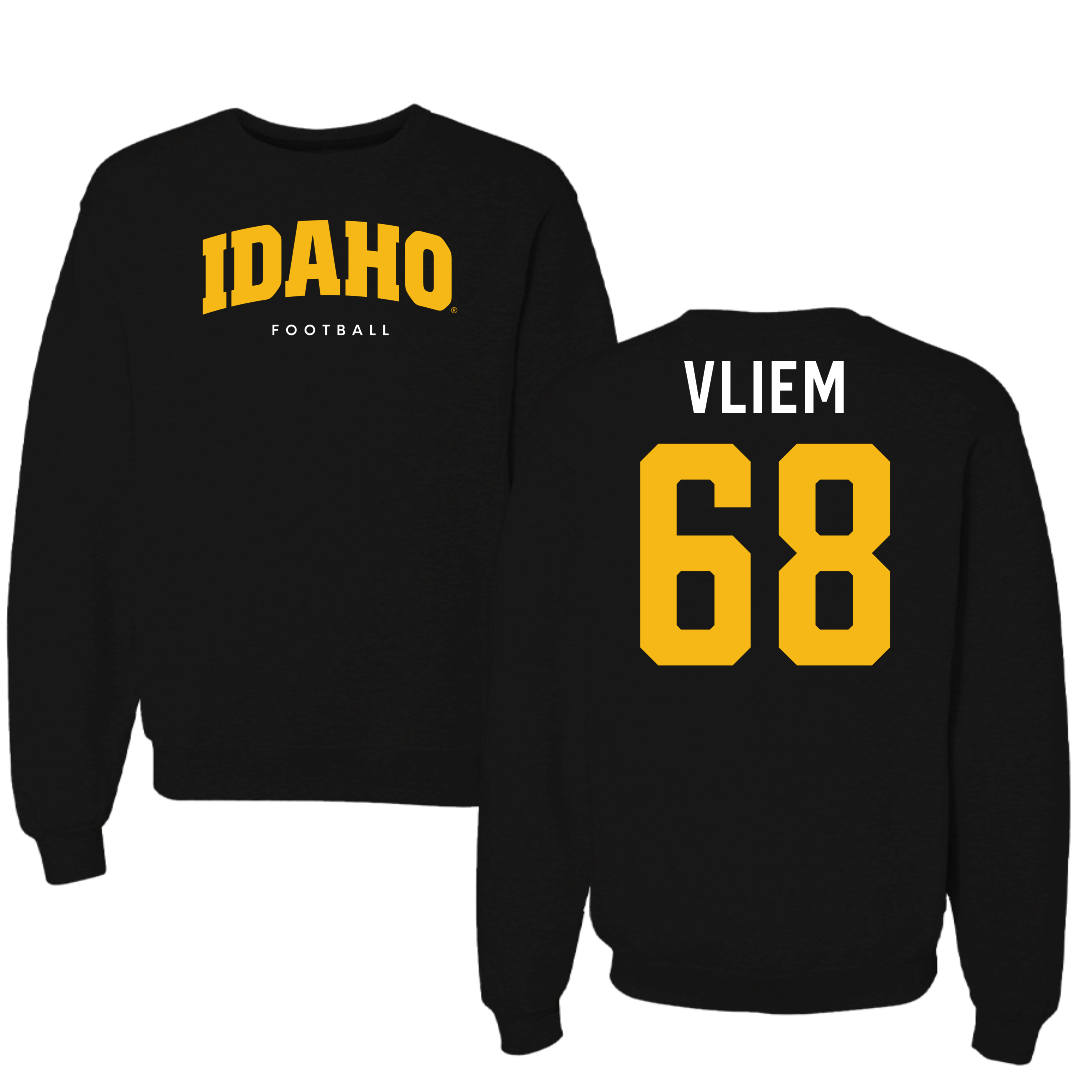 University of Idaho Football Black Idaho Crewneck - #68 Charlie Vliem