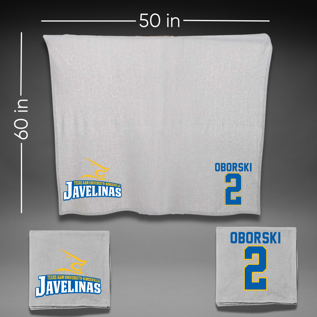 Texas A&M University-Kingsville Softball Gray Javelinas Blanket - #2 Rylee Oborski