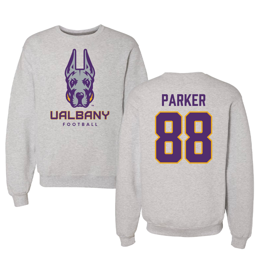 University at Albany Football Gray Crewneck - #88 Chad Parker