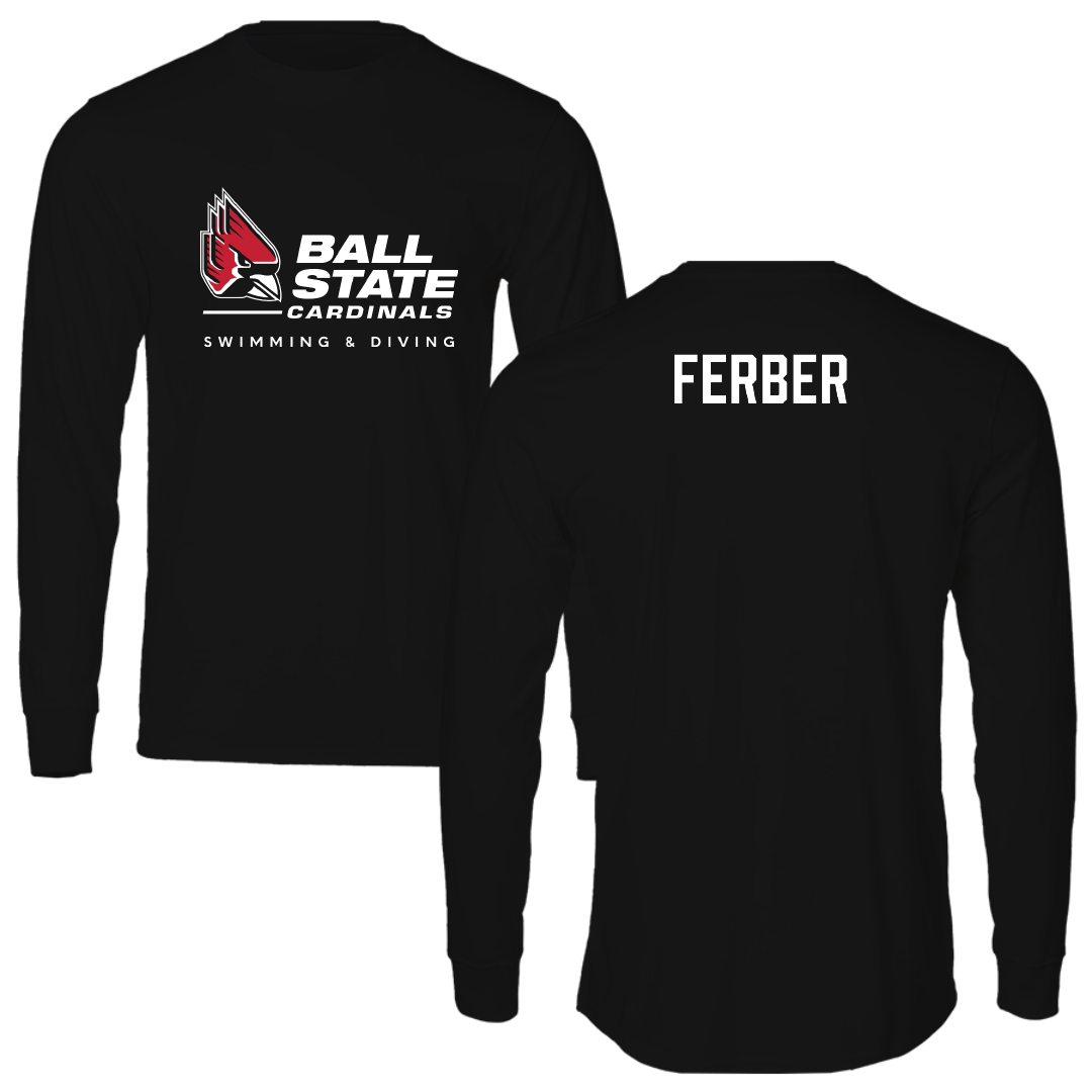 Ball State University Swimming & Diving Black Performance Long Sleeve - Reeve Ferber