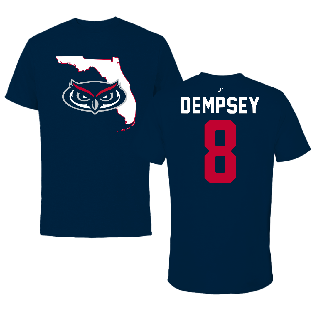Florida Atlantic University Soccer Navy State Performance Tee - #8 Drew Dempsey