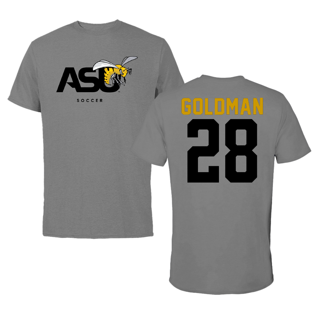 Alabama State University Soccer Dark Gray Tee - #28 Morgan Goldman