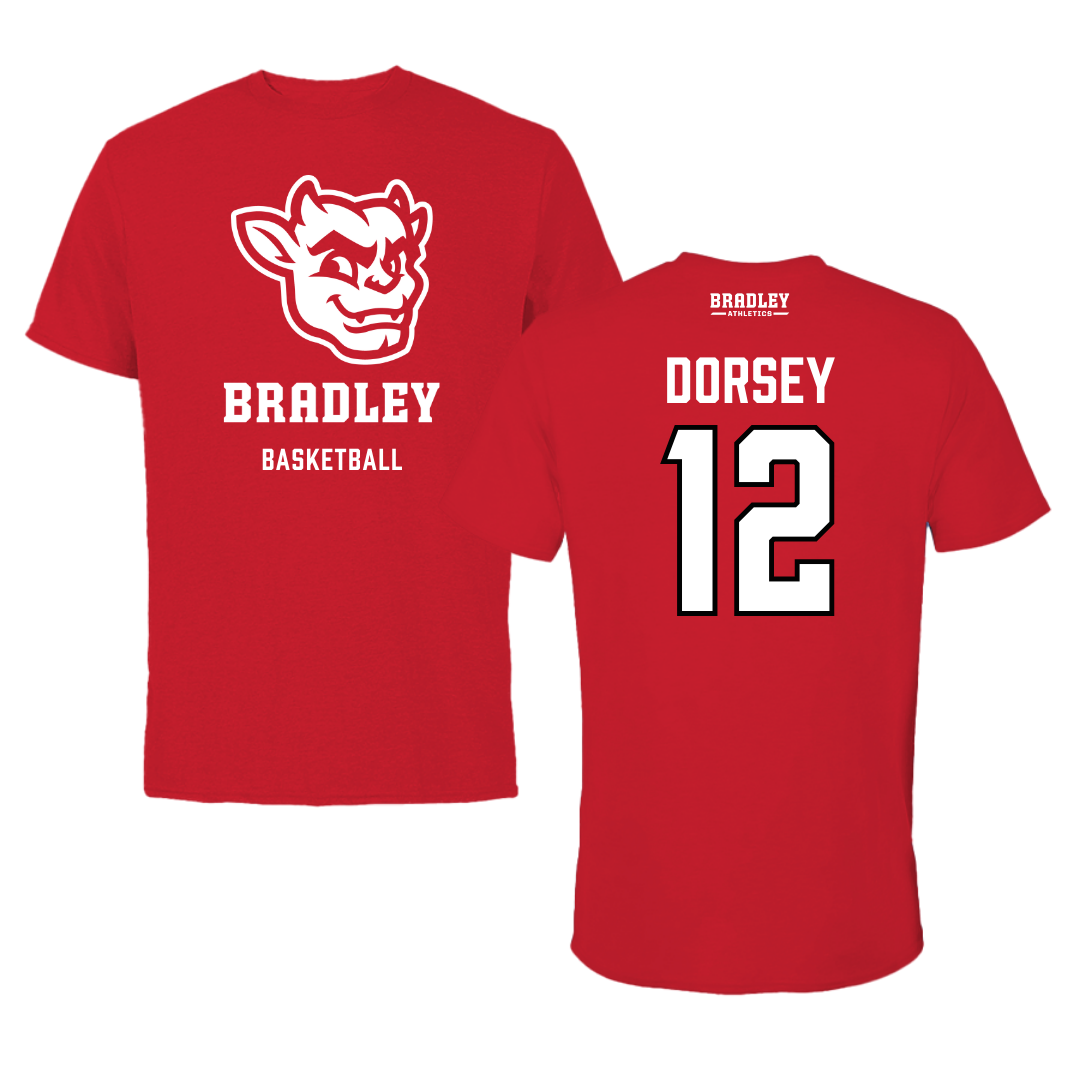 Bradley University Basketball Red Mascot Performance Tee - #12 Nika Dorsey