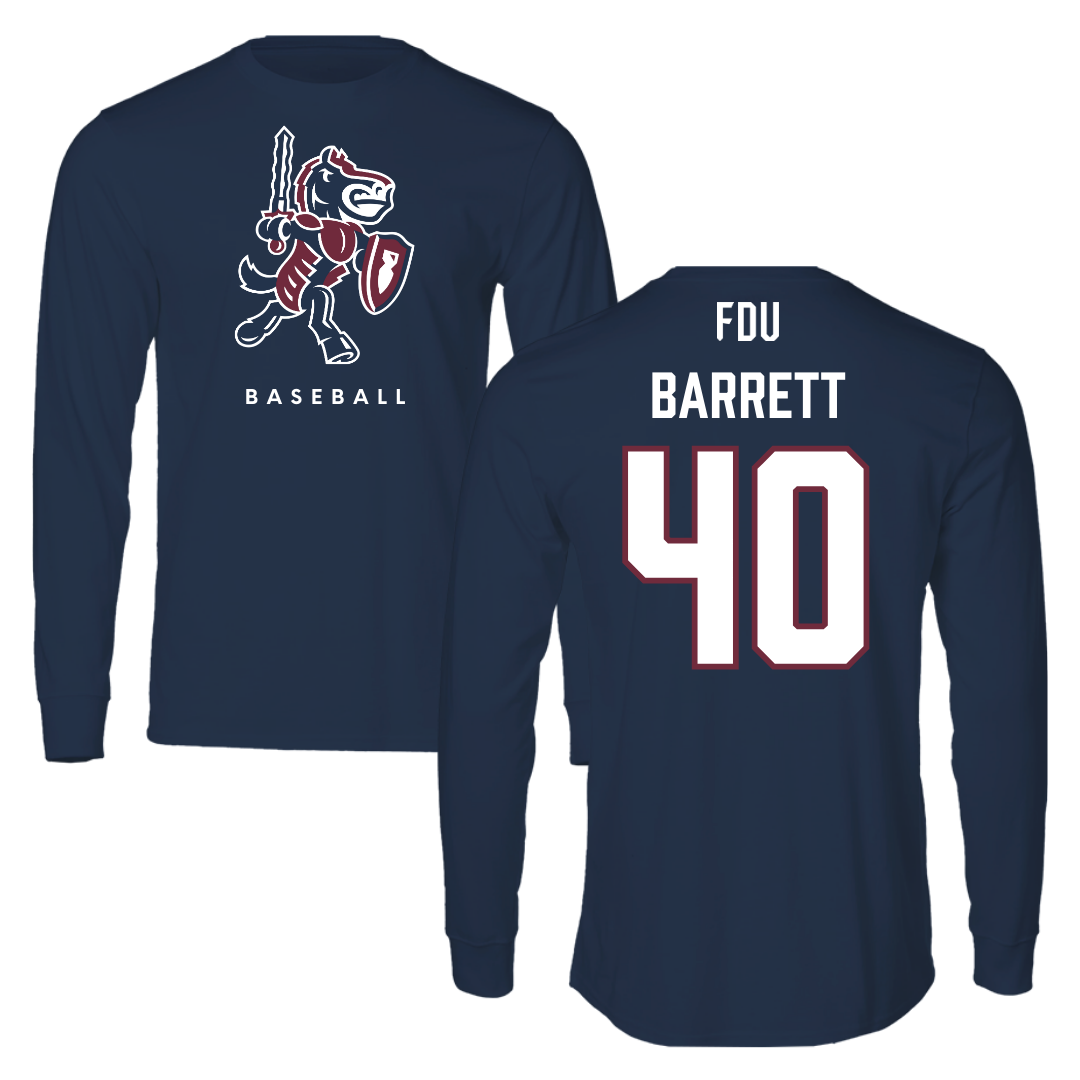 Fairleigh Dickinson University-Metropolitan Campus Baseball Navy Long Sleeve - #40 Ian Barrett