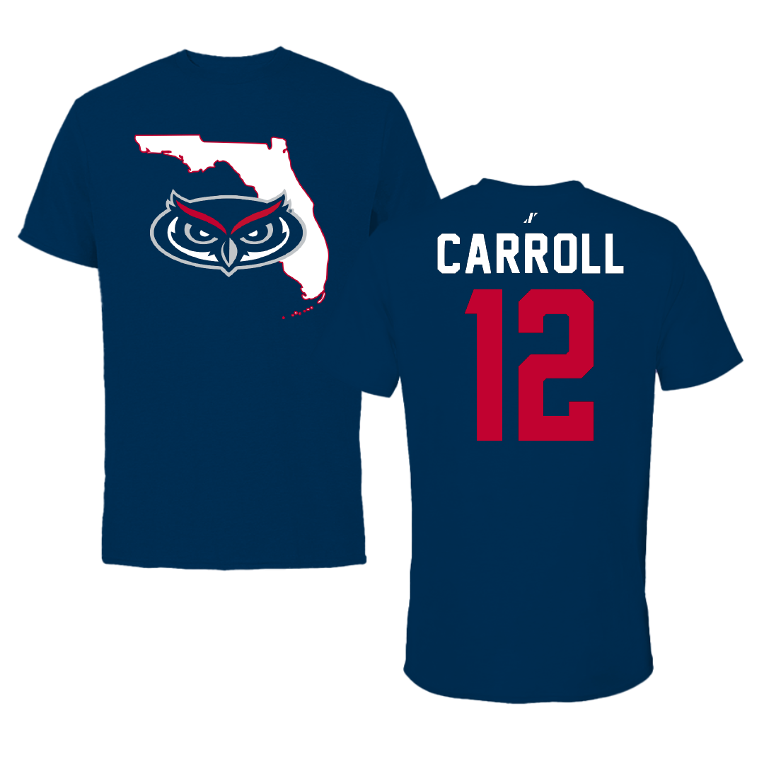 Florida Atlantic University Basketball Navy State Performance Tee - #12 Tre Carroll