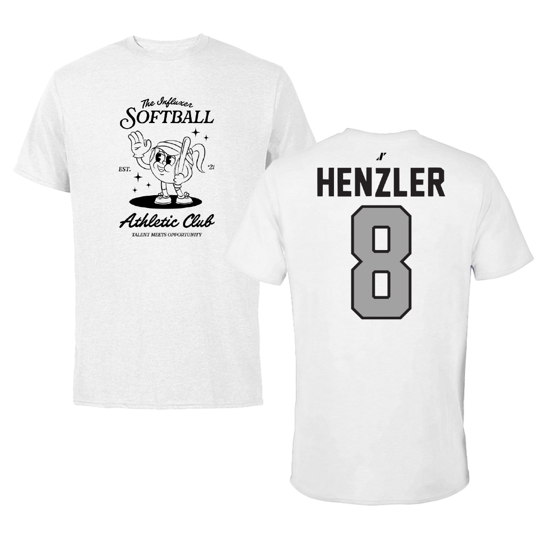 Softball White Influxer Athletic Club Tee - #8 Bella Henzler