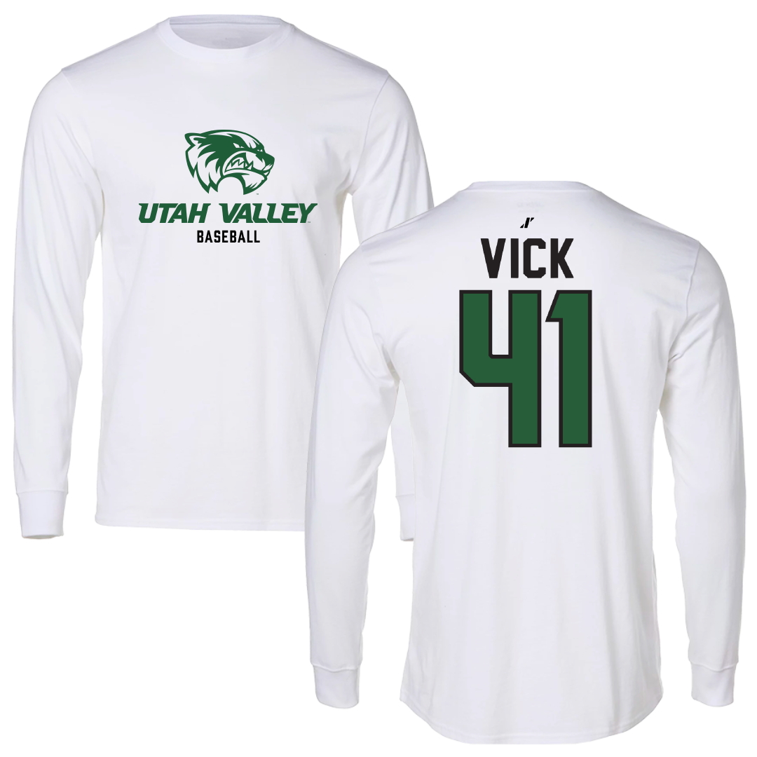 Utah Valley University Baseball White Classic Long Sleeve - #41 Braxton Vick
