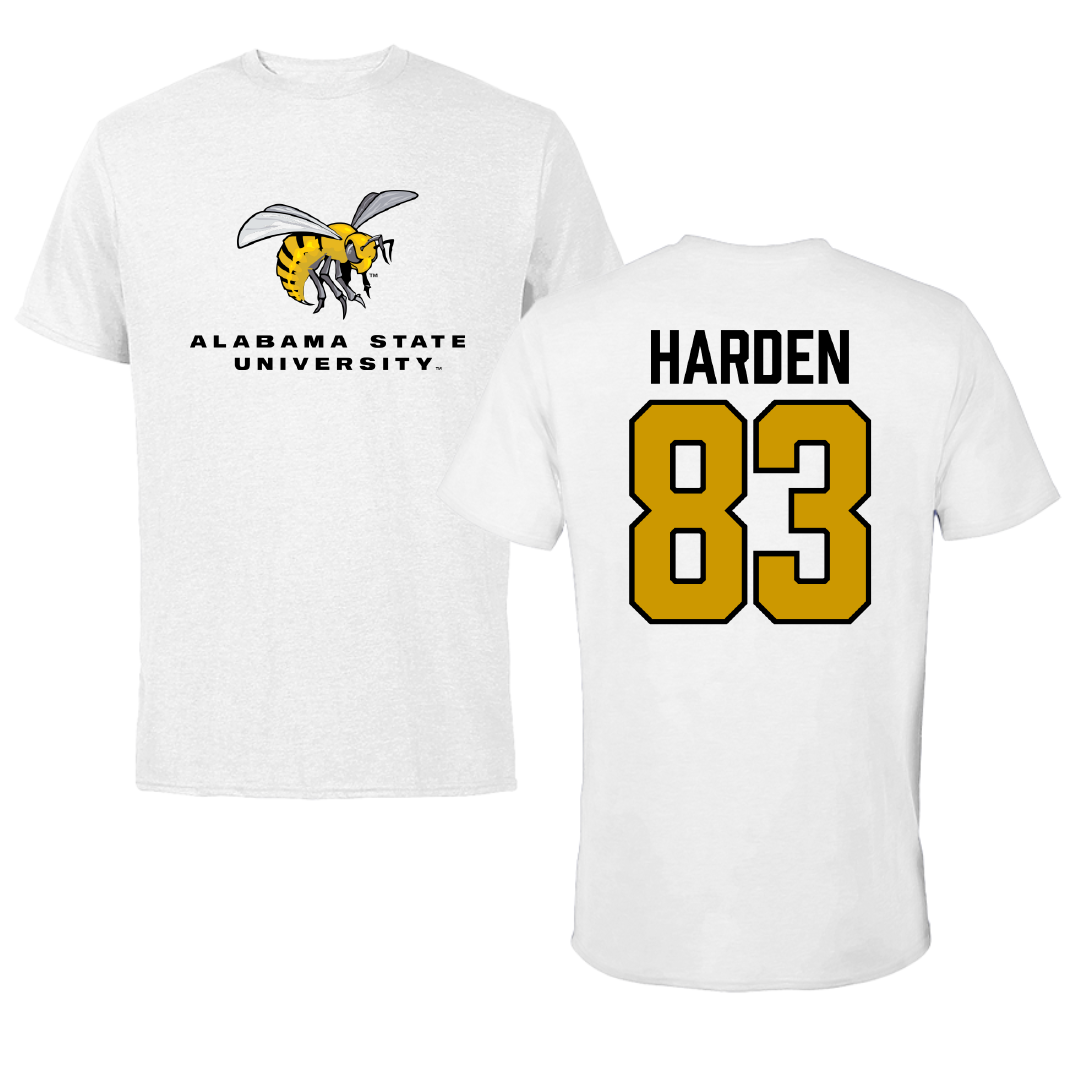 Alabama State University Football White Performance Tee - #83 Derick Harden