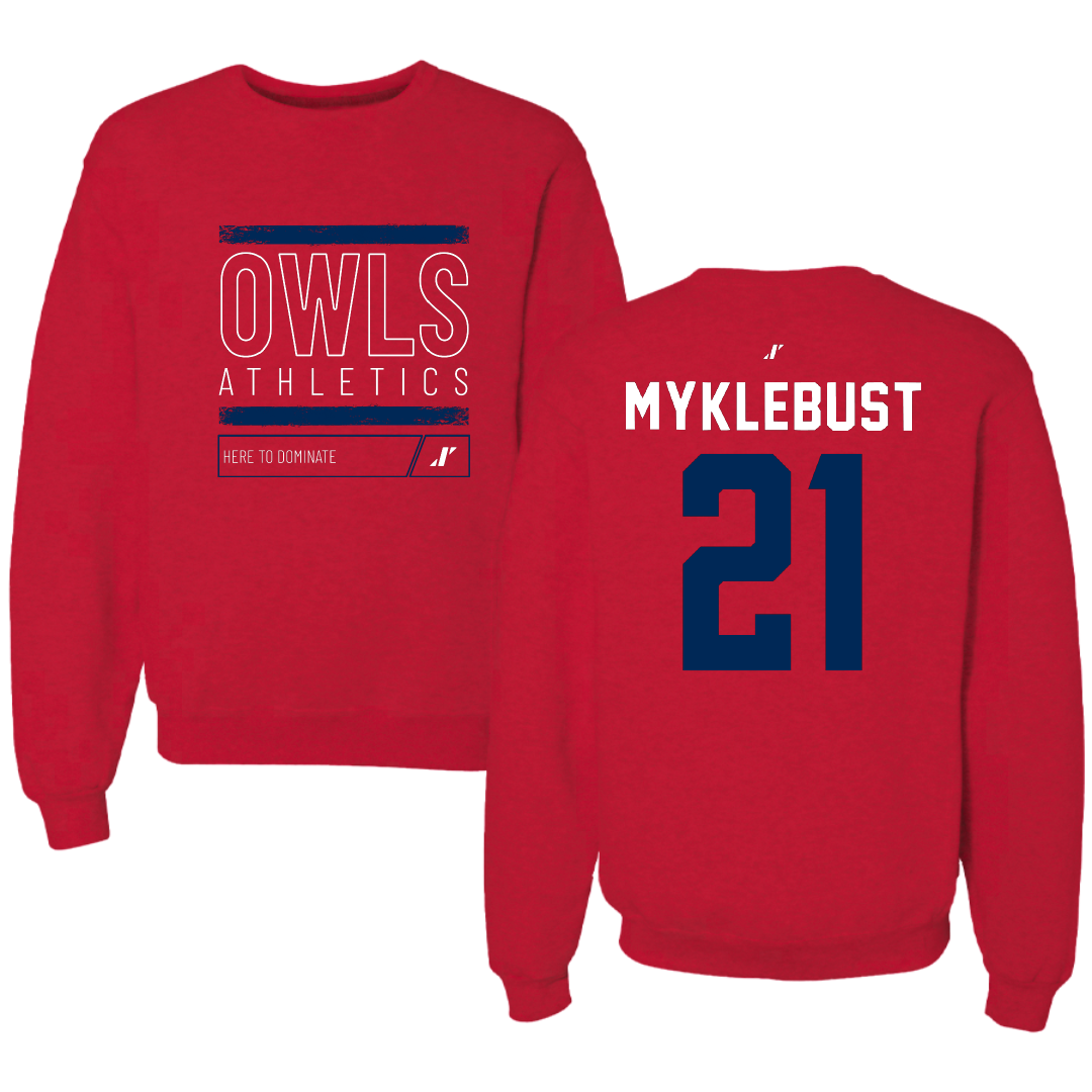 Florida Atlantic University Basketball Red Dominate Crewneck - #21 Maria Myklebust