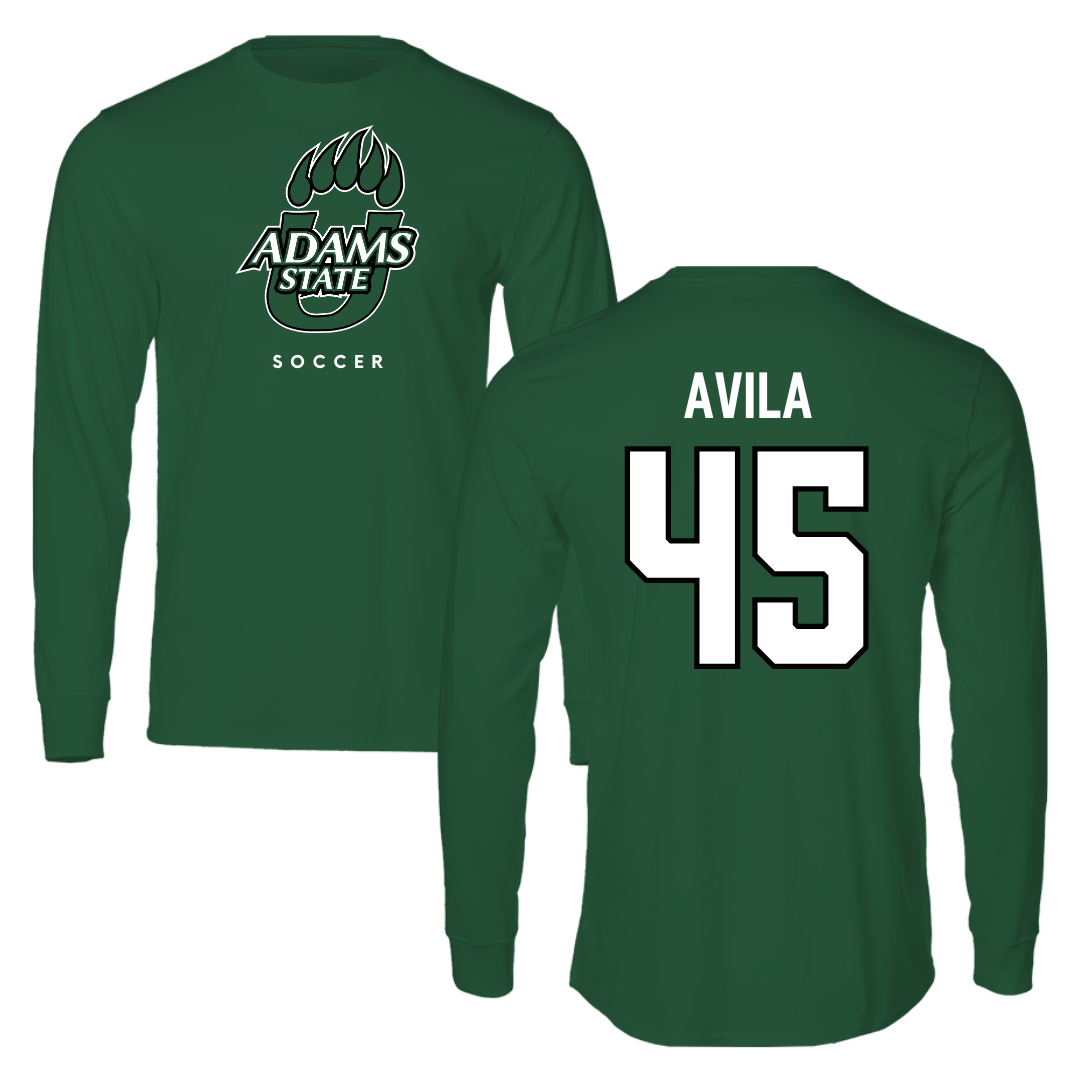 Adams State University Soccer Green Performance Long Sleeve - #45 Caleb Avila
