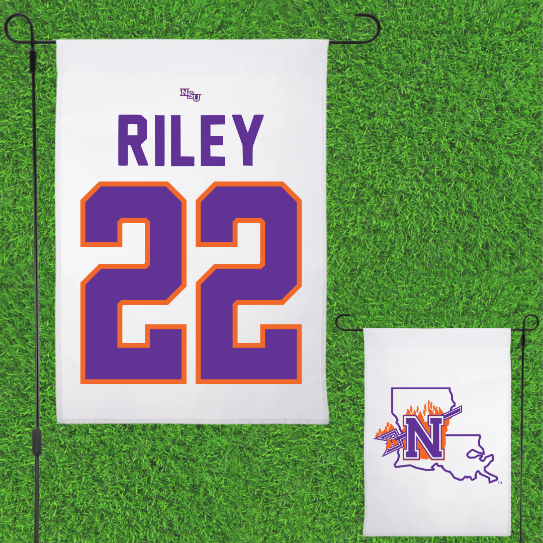 Northwestern State University Basketball White Garden Flag - #22 JC Riley