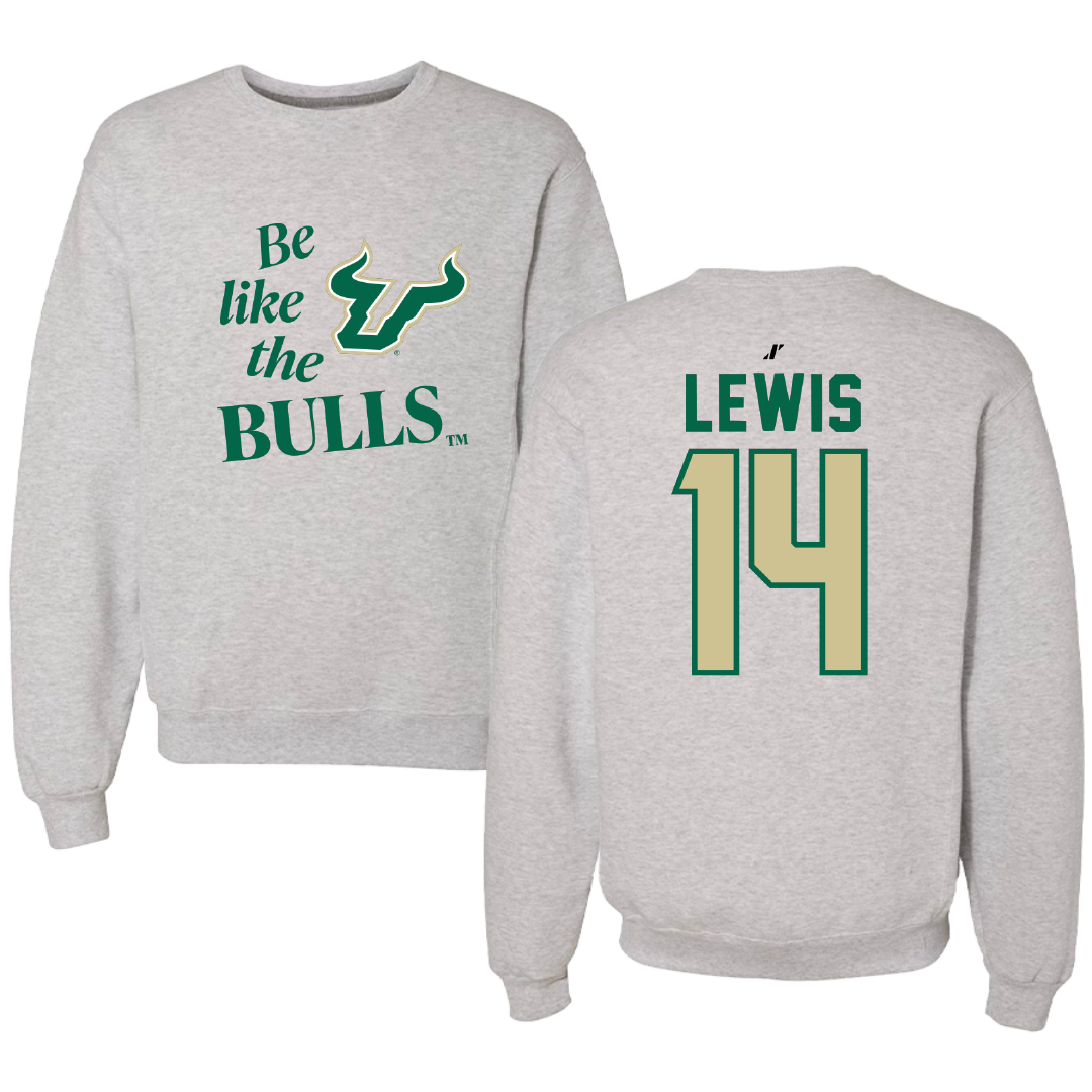 University of South Florida Volleyball Light Gray Be Like Us Crewneck - #14 Lauren Lewis