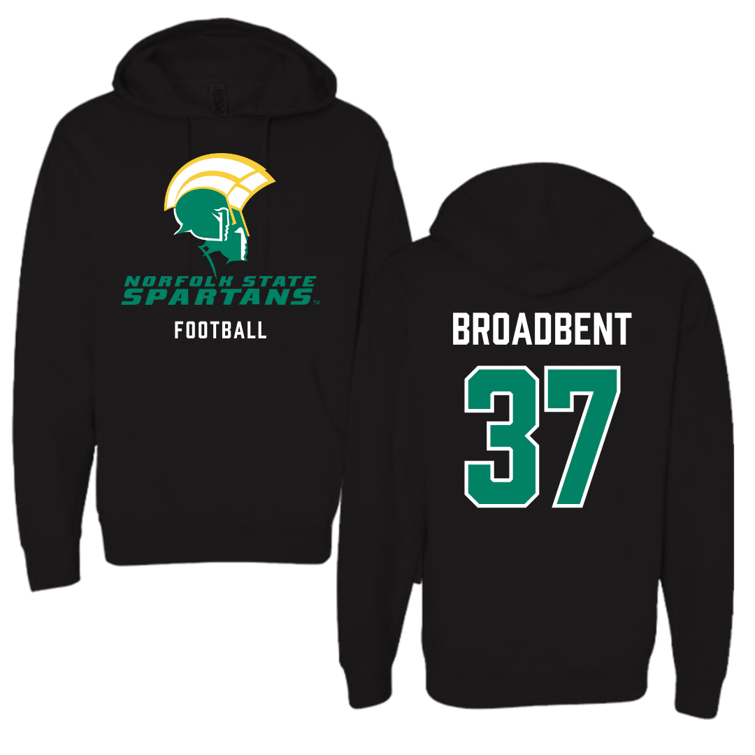 Norfolk State University Football Black Hoodie - #37 Kaleb Broadbent