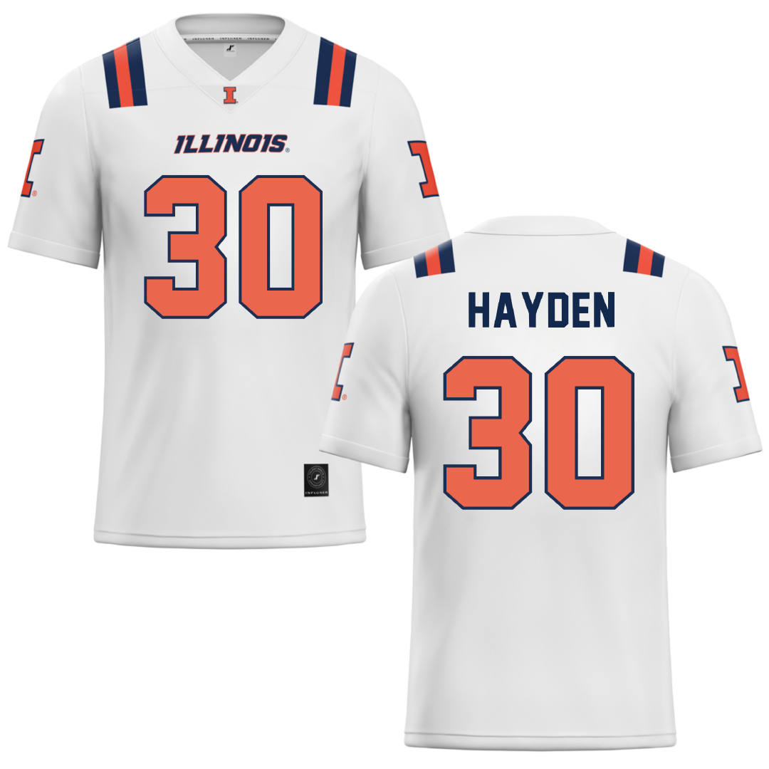 University of Illinois White Football Jersey - #30 Jojo Hayden