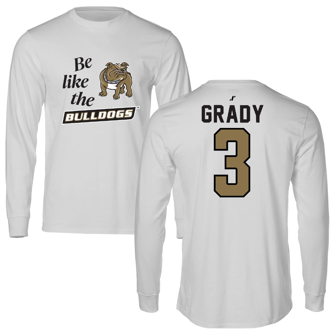 Bryant University Baseball Light Gray Be Like Us Performance Long Sleeve - #3 Shea Grady