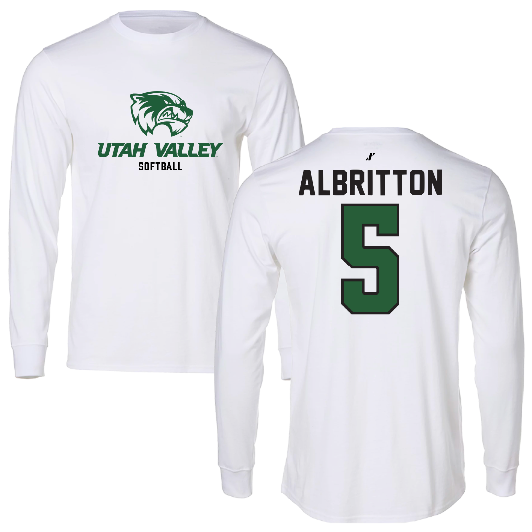 Utah Valley University Softball White Classic Long Sleeve - #5 Danyé Albritton
