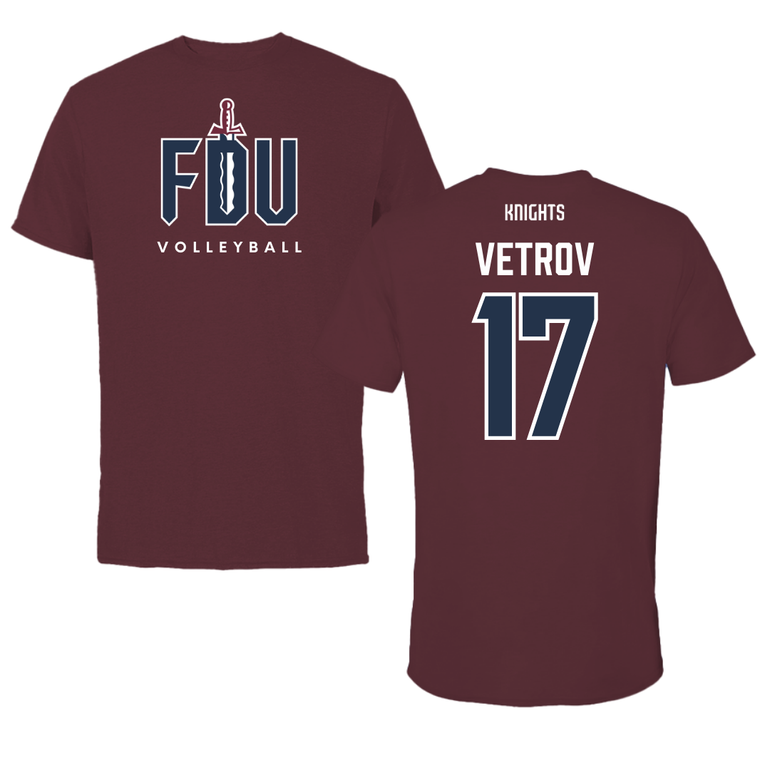 Fairleigh Dickinson University-Metropolitan Campus Volleyball Maroon Tee - #17 Artem Vetrov