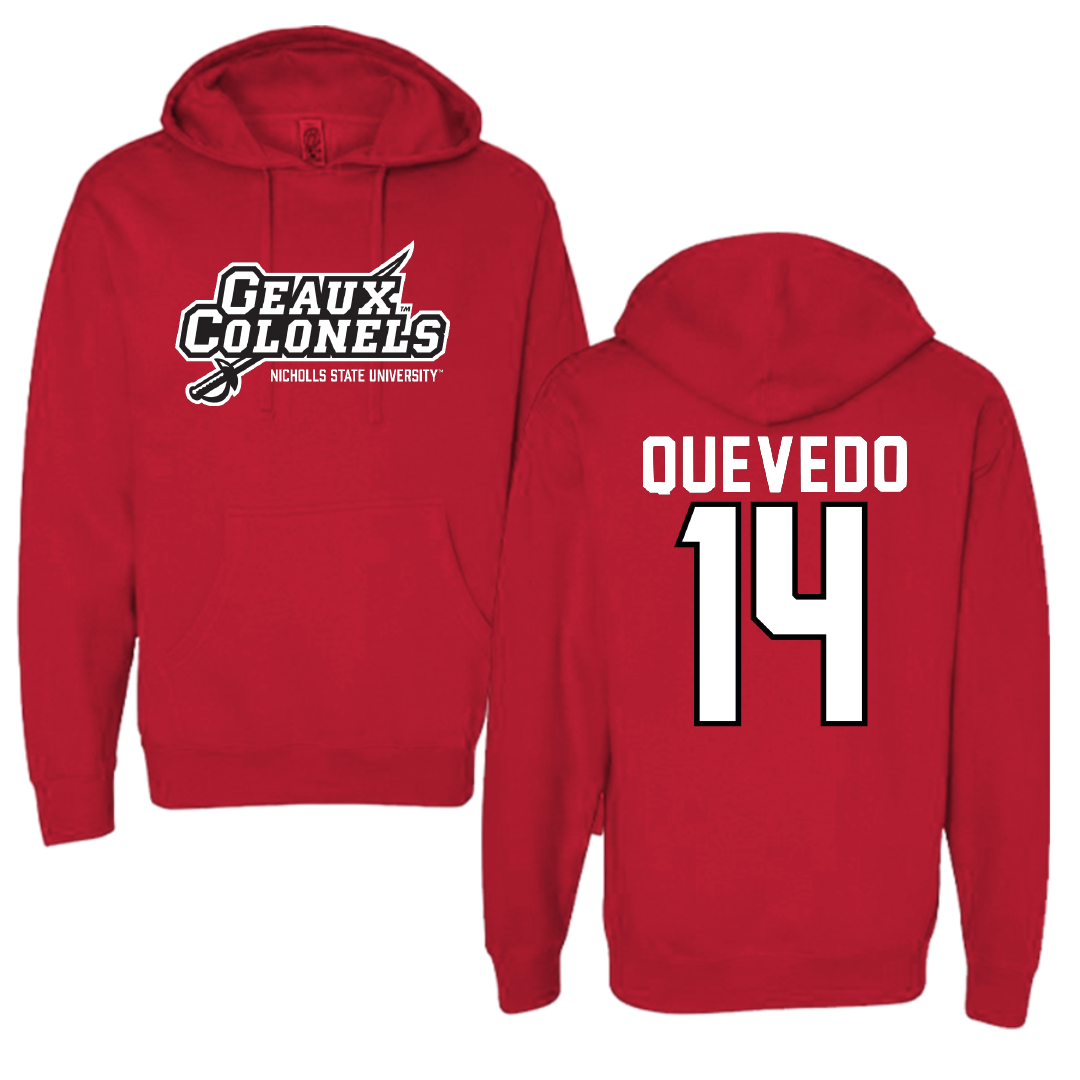 Nicholls State University Baseball Red General Hoodie - #14 Michael Quevedo