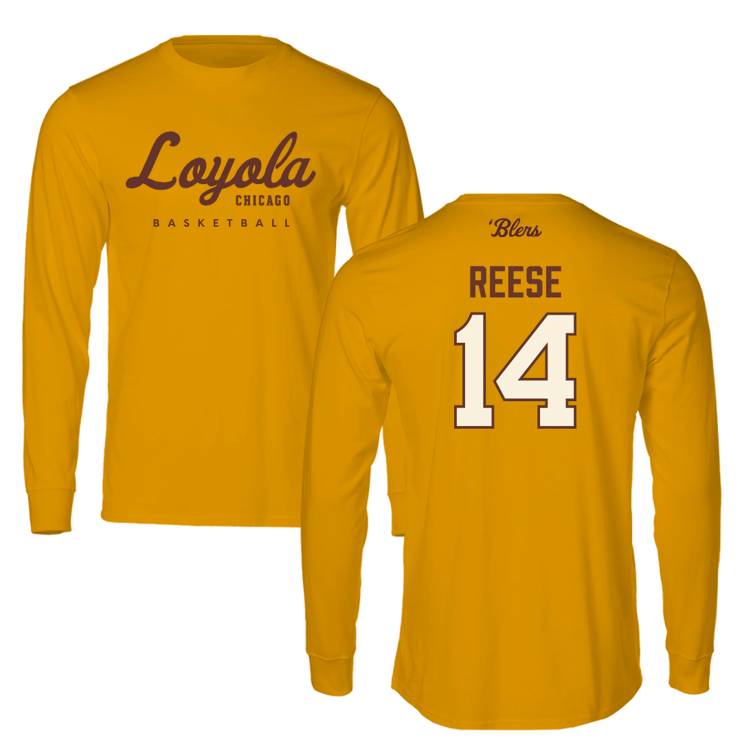 Loyola University-Chicago Basketball Gold Long Sleeve - #14 Caleb Reese