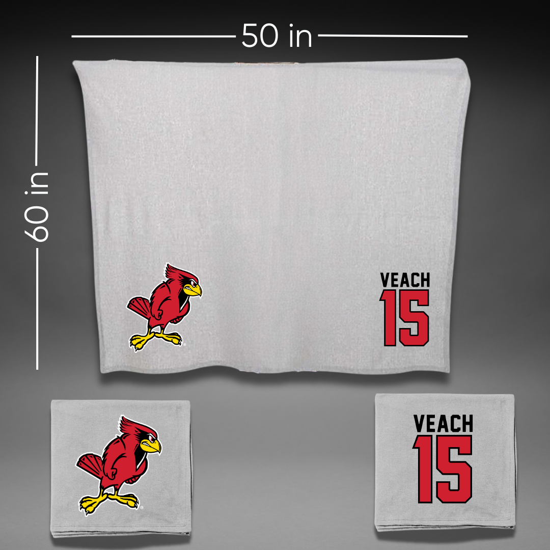 Illinois State University Basketball Gray Blanket - #15 Taylor Veach