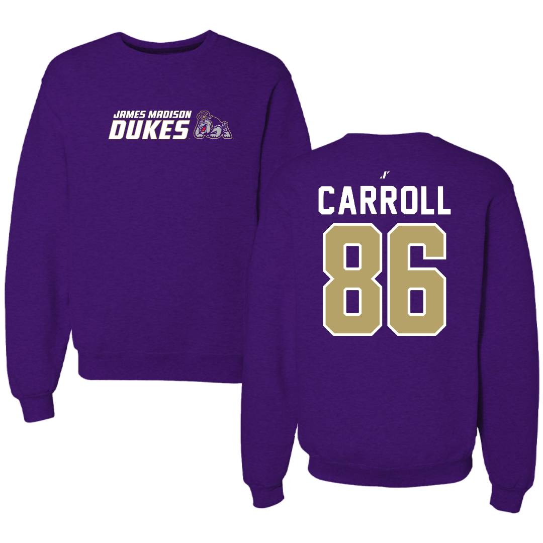 James Madison University Football Purple General Crewneck - #86 Collin Carroll