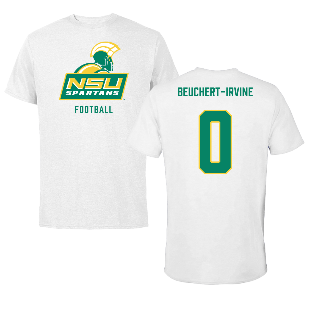 Norfolk State University Football White Performance Tee - #0 Sage Beuchert-Irvine