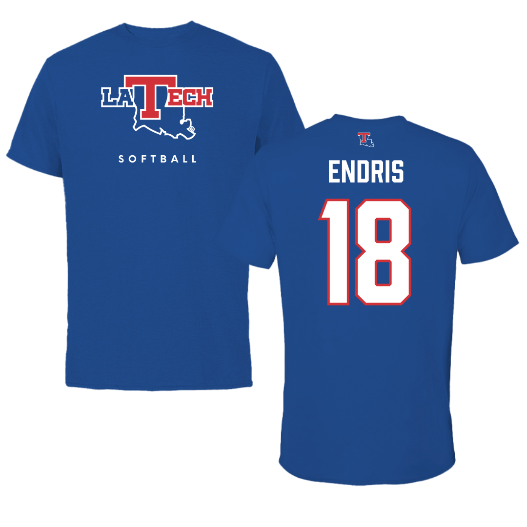 Louisiana Tech University Softball True Royal Performance Tee - #18 Paris Endris