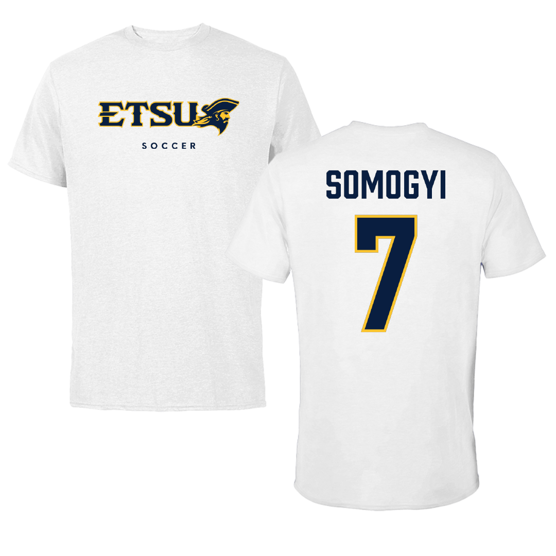 East Tennessee State University Soccer White Performance Tee - #7 Sydney Somogyi