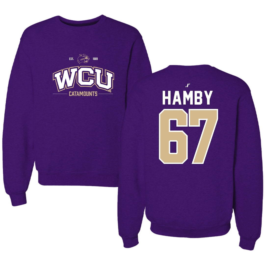 Western Carolina University Football Purple General Crewneck - #67 Steven Hamby
