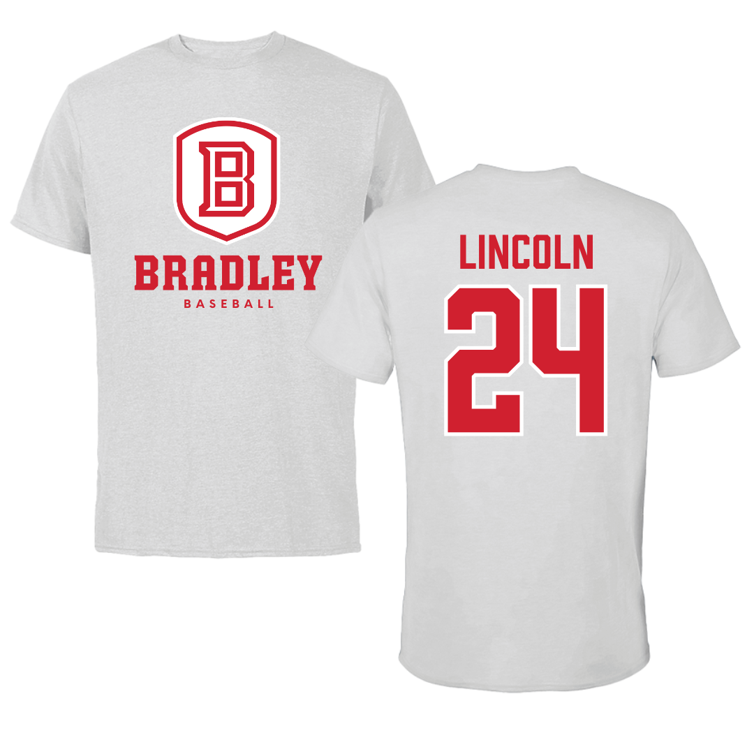 Bradley University Baseball Gray Performance Tee - #24 Jack Lincoln