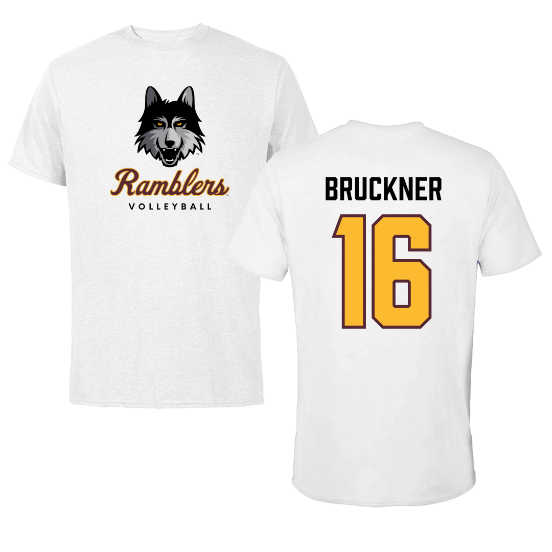 Loyola University-Chicago Volleyball White Ramblers Performance Tee - #16 Jordan Bruckner