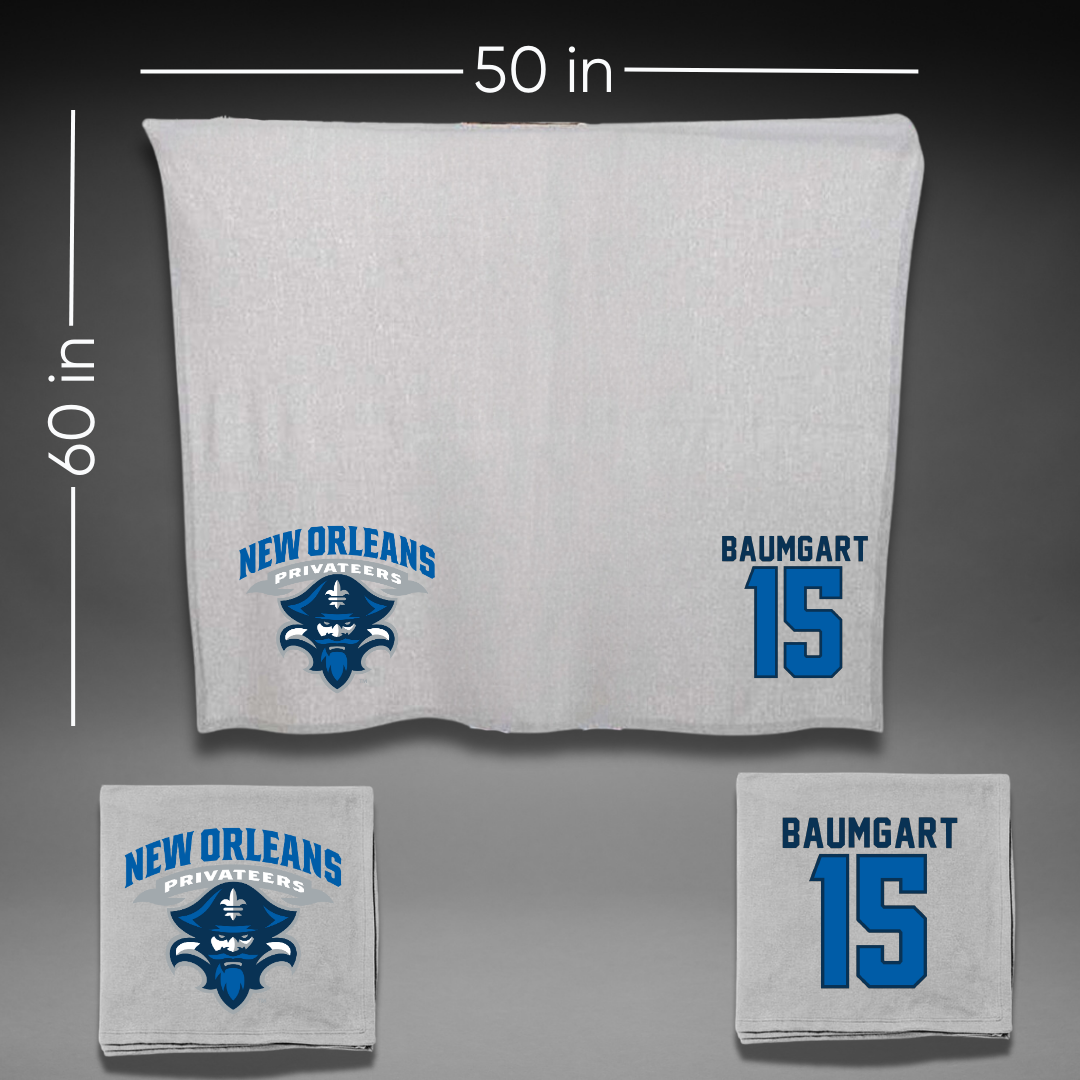 University of New Orleans Beach Volleyball Gray Blanket - #15 Serena Baumgart