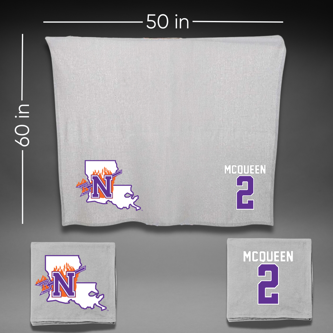 Northwestern State University Volleyball Gray Blanket - #2 Madisynne McQueen