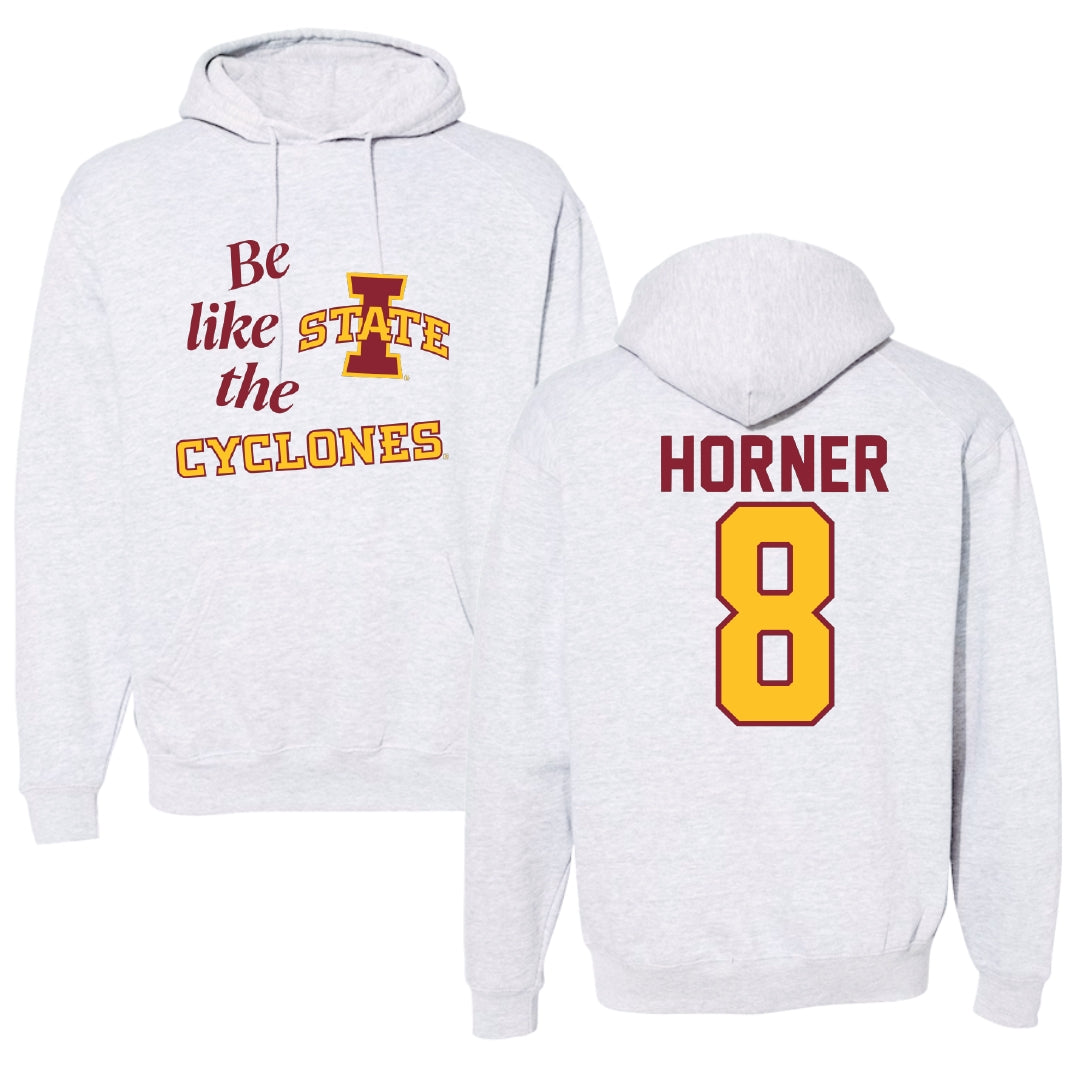 Iowa State University Soccer Light Gray Be Like Us Hoodie - #8 Avery Horner