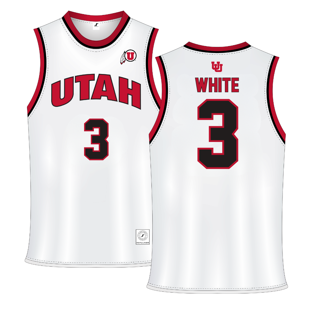 University of Utah White Basketball Jersey - #3 Lani White