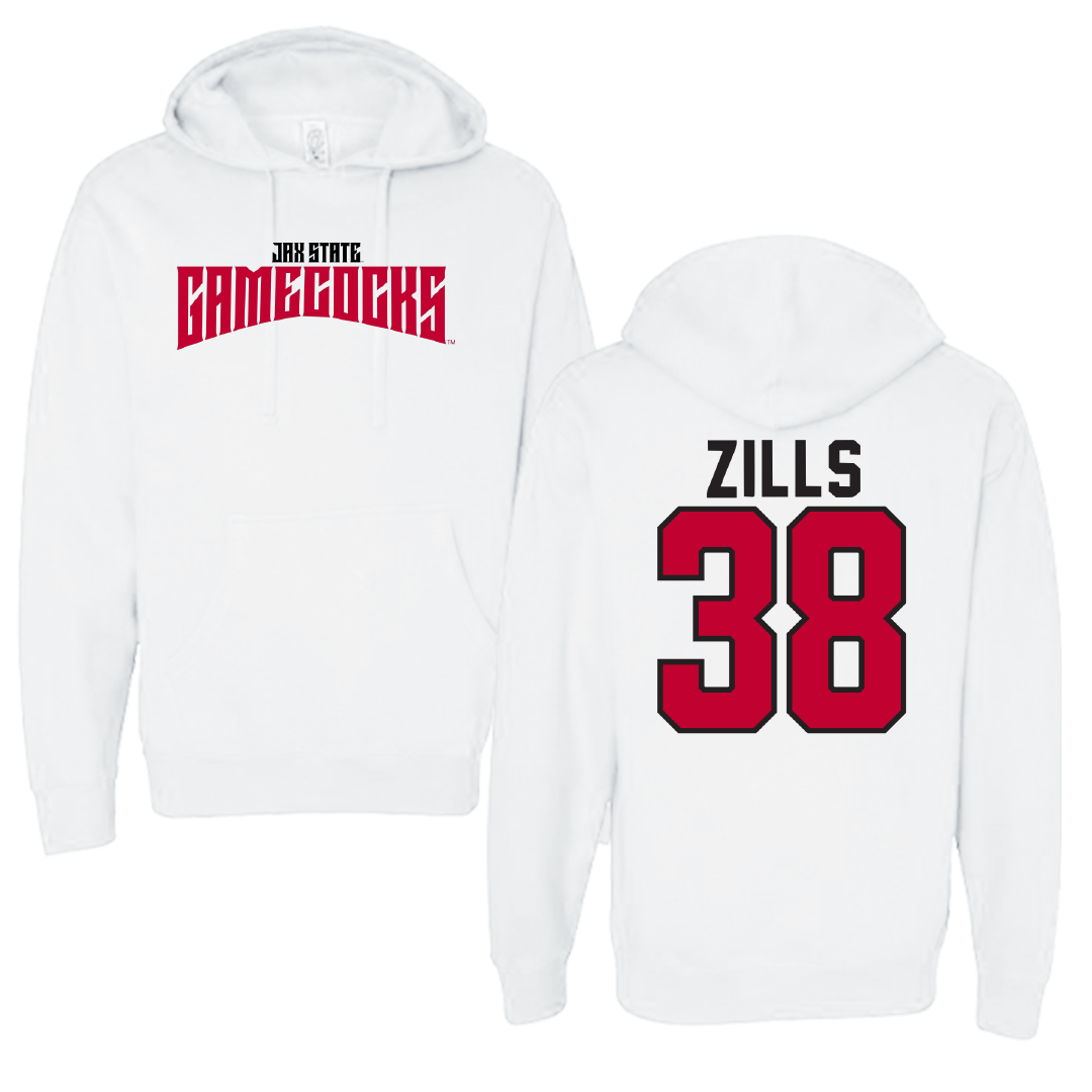 Jacksonville State University Football White Classics Hoodie - #38 Nate Zills