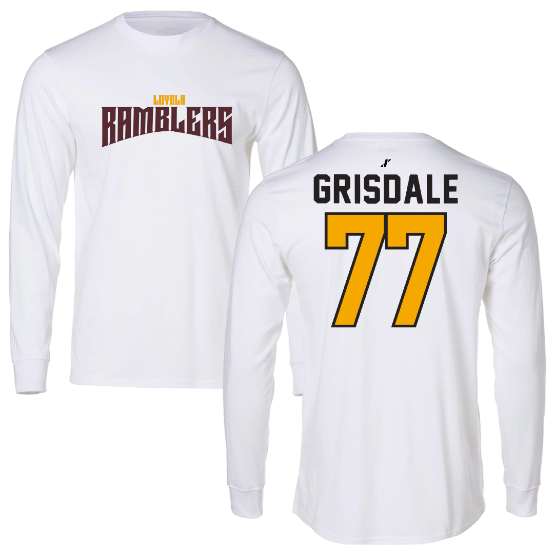 Loyola University-Chicago Soccer White Classic Long Sleeve - #77 Faith Grisdale