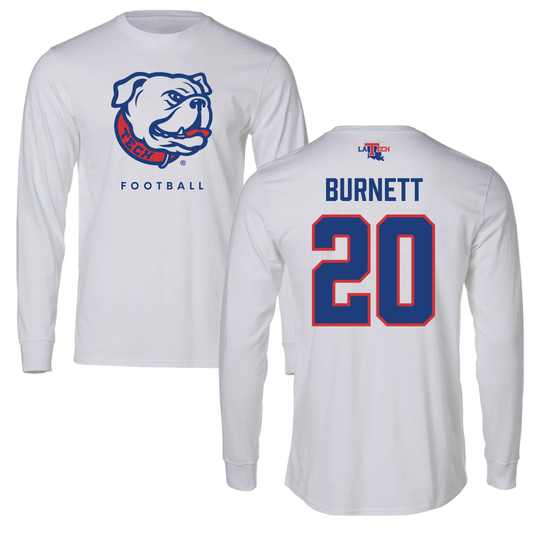 Louisiana Tech University Football White Performance Long Sleeve - #20 J'Dan Burnett