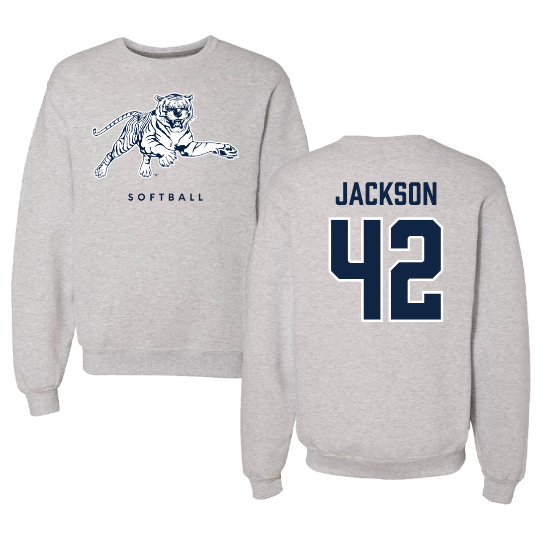 Jackson State University Softball Gray Crewneck - #42 Jace Jackson
