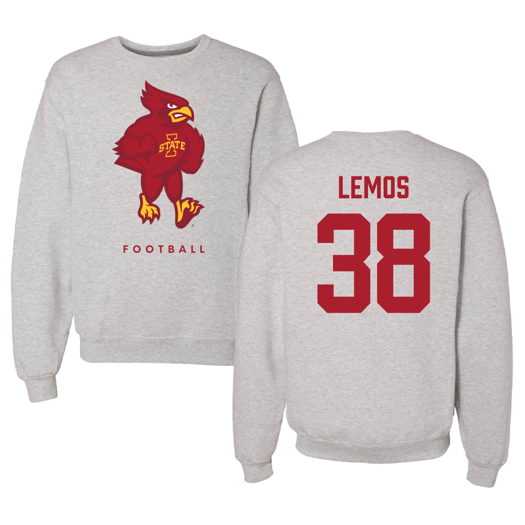 Iowa State University Football Gray Crewneck - #38 Eddie Lemos