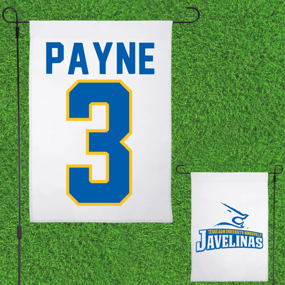Texas A&M University-Kingsville Basketball White Garden Flag - #3 Isaiah Payne