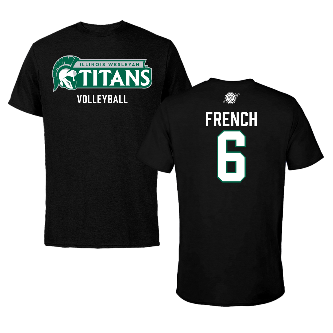 Illinois Wesleyan University Volleyball Black Tee - #6 Taylor French