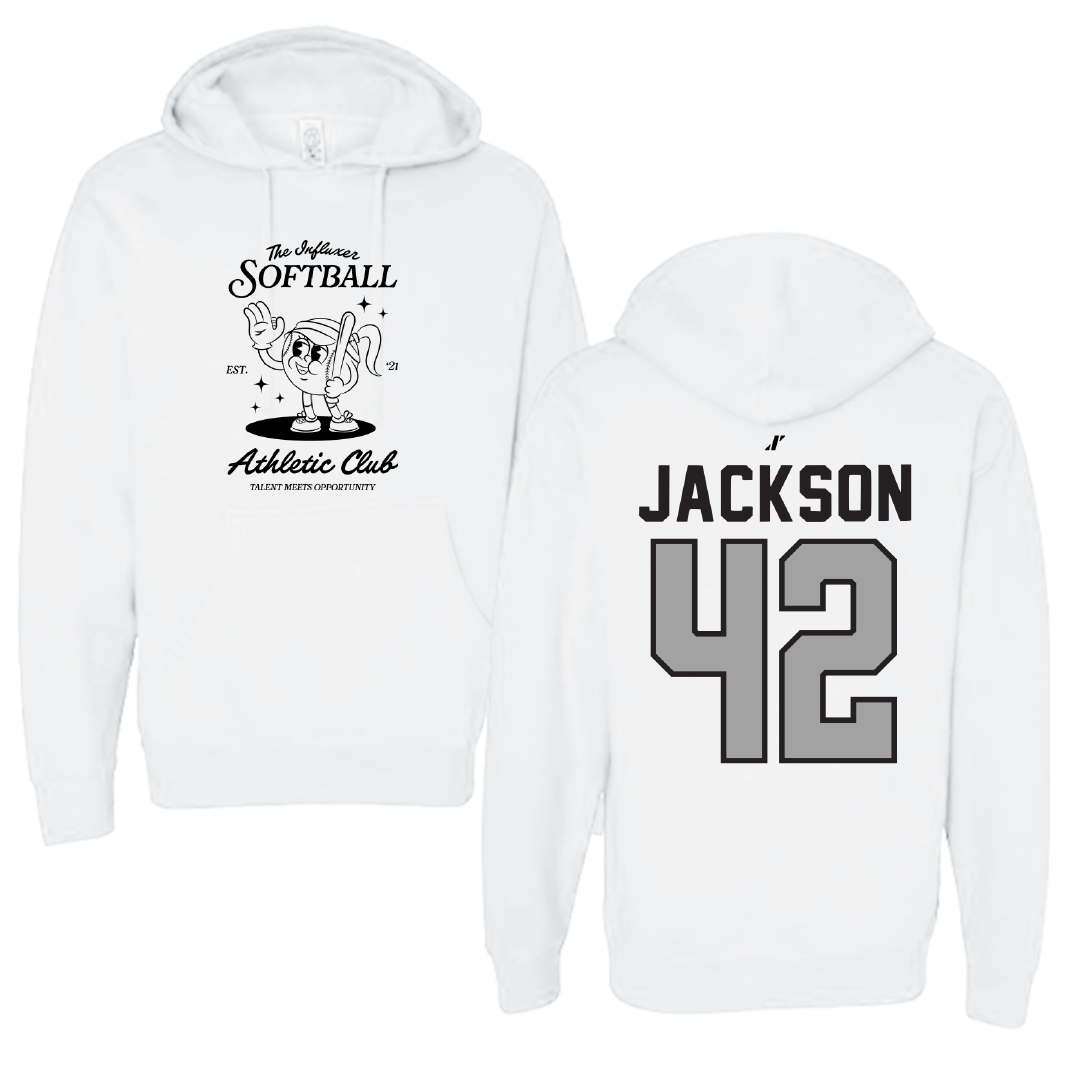Softball White Influxer Athletic Club Hoodie - #42 Jace Jackson