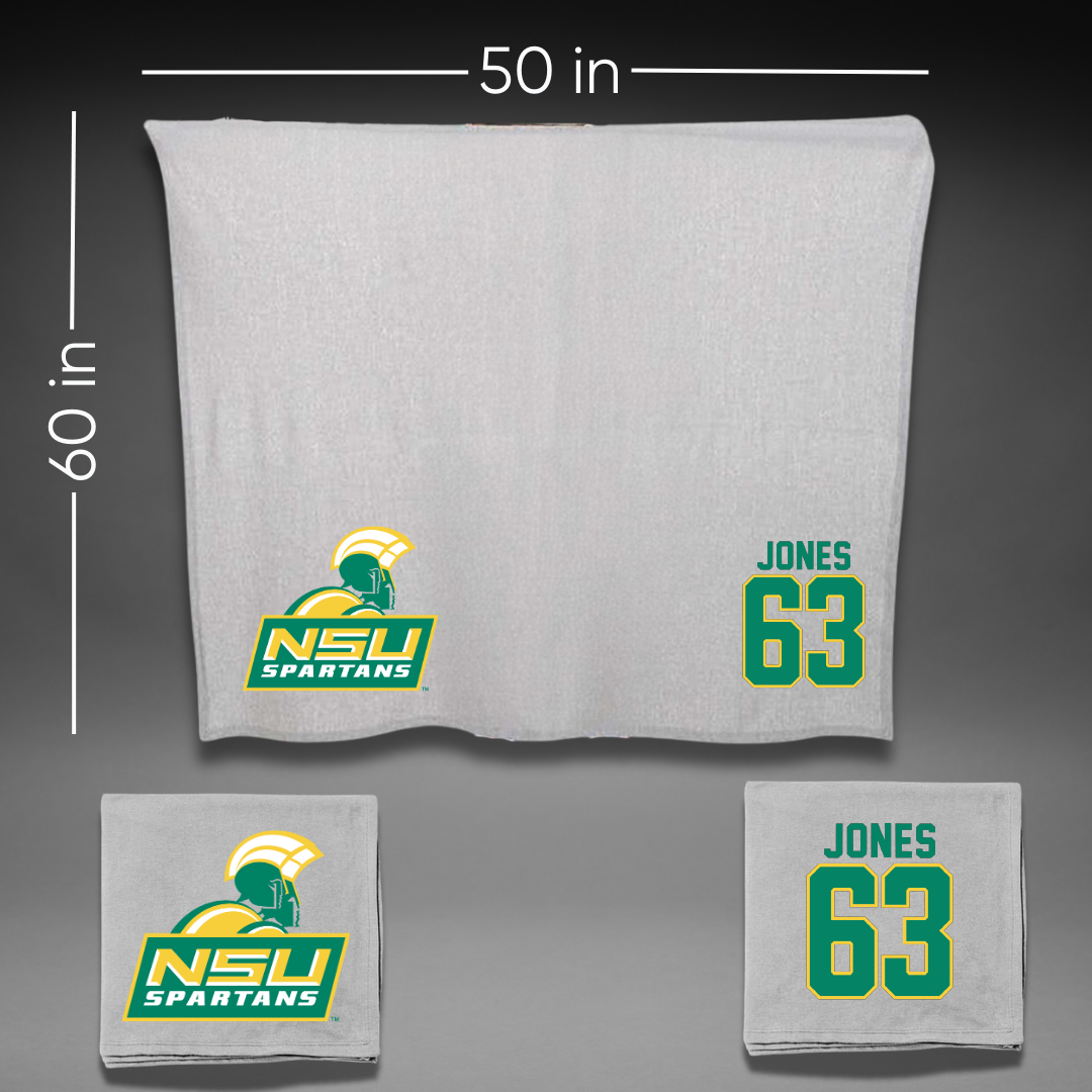 Norfolk State University Football Gray Blanket - #63 Chris Jones