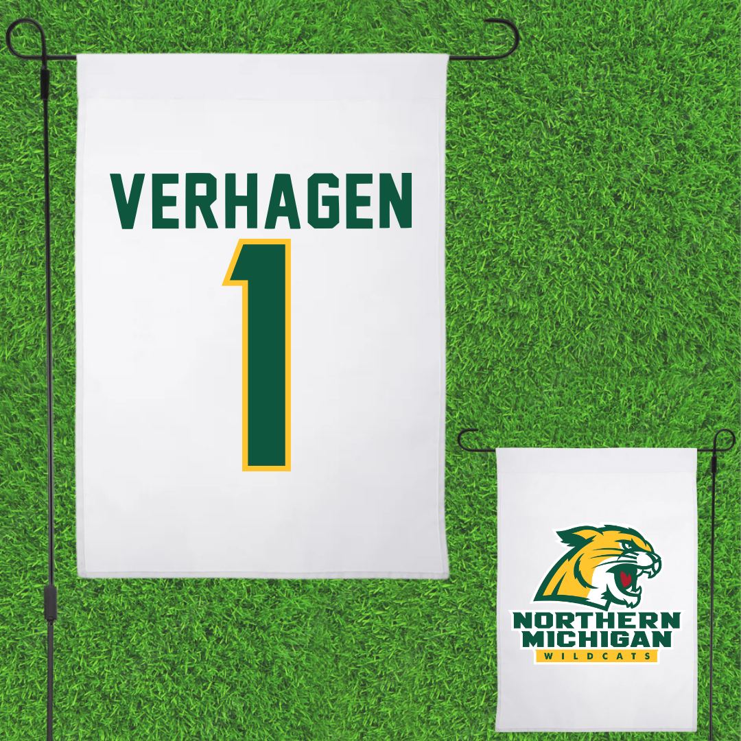 Northern Michigan University Basketball White Garden Flag - #1 Casey Verhagen