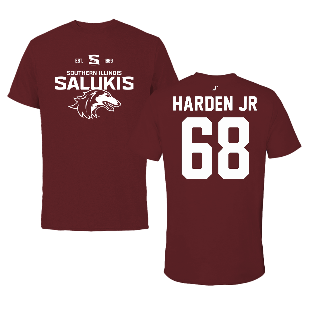 Southern Illinois University at Carbondale Football Maroon General Performance Tee - #68 Derek Harden Jr