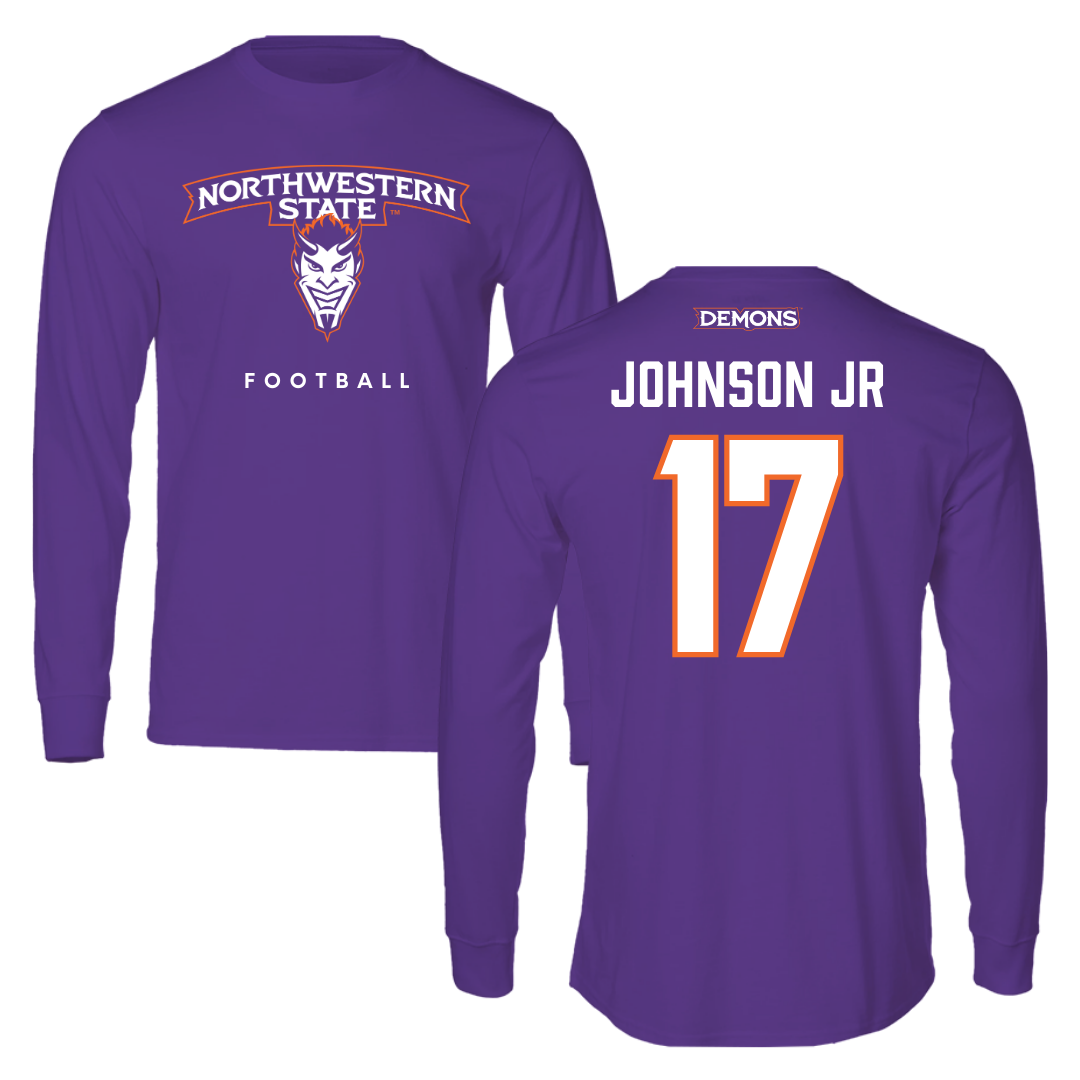 Northwestern State University Football Purple Performance Long Sleeve - #17 DJ Johnson Jr