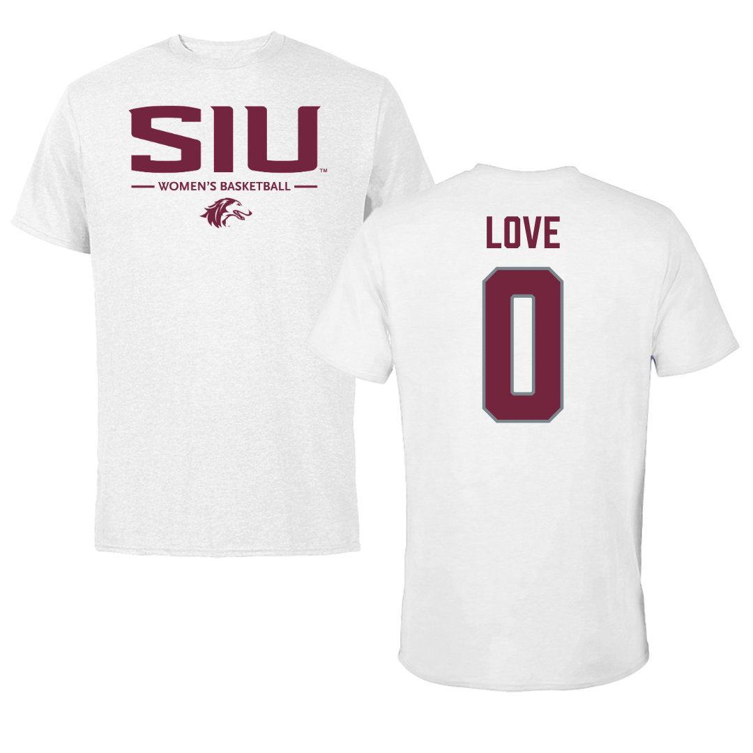 Southern Illinois University at Carbondale Basketball White Performance Tee - #0 Quierra Love