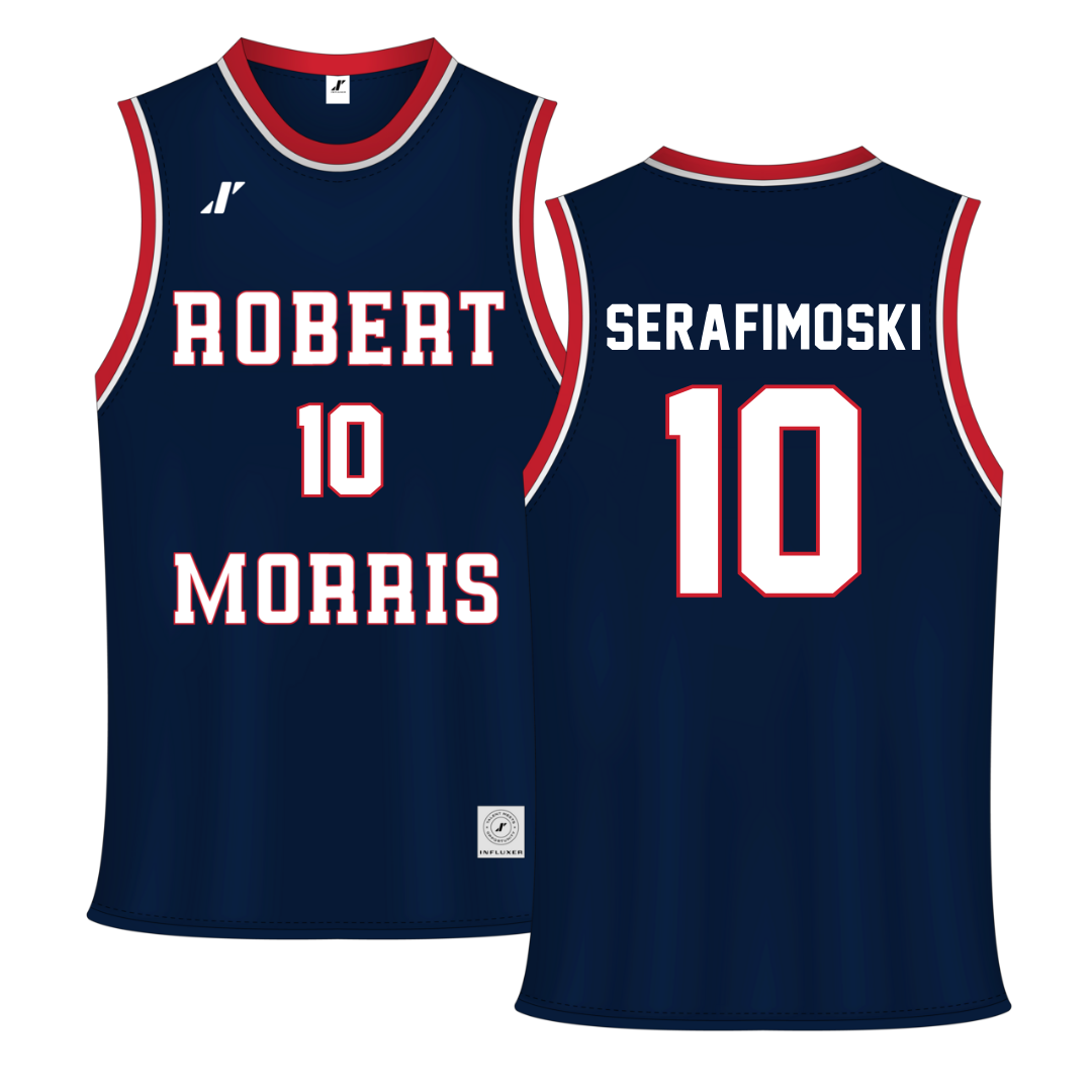 Robert Morris University Navy RMU Basketball Jersey - #10 Vasilije Serafimoski