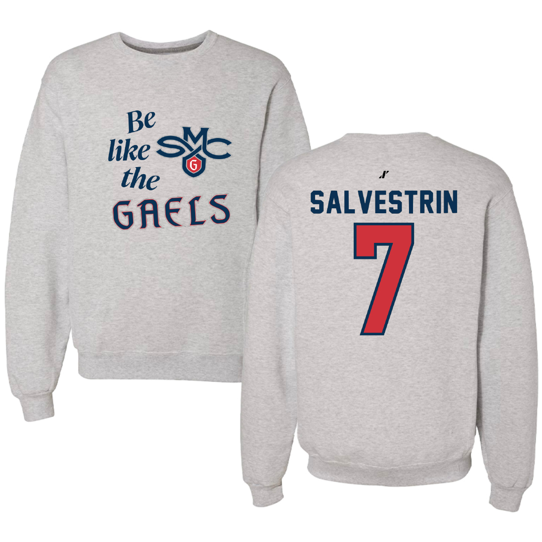 Saint Mary's College of California Soccer Light Gray Be Like Us Crewneck - #7 Tessa Salvestrin